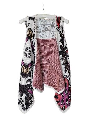 Hippie Gimmicks By BKE Boho Crocheted And Lace Vest Open Sweater M